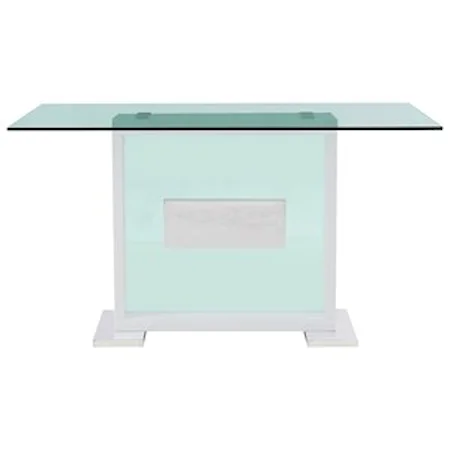 Contemporary Bar Height Table with Rectangular Base and Glass Top